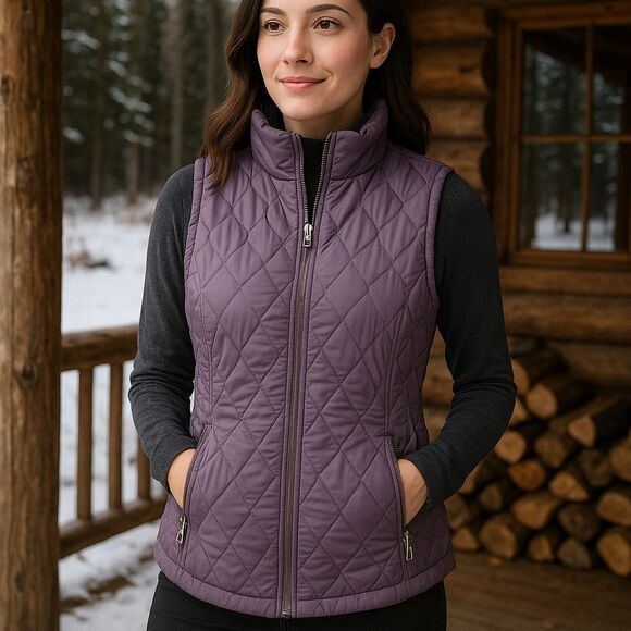 Free Country Lavender Quilted Puffer Vest Women’s Sz Med NWT - Picture 2 of 15